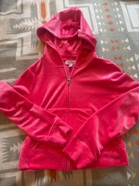 Juicy Couture Bright Pink Velour Zip-Up Hoodie